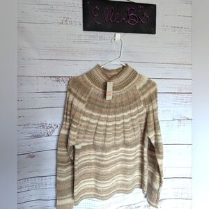 NWT Knox Rose Cream/Tan Striped Sweater M